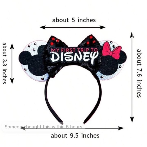 Disney My First Trip Mickey Mouse Ears Headband Disneyland WDW - Picture 2 of 2